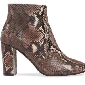 Vince Camuto Brown Ankle Booties with Snakeskin Pattern